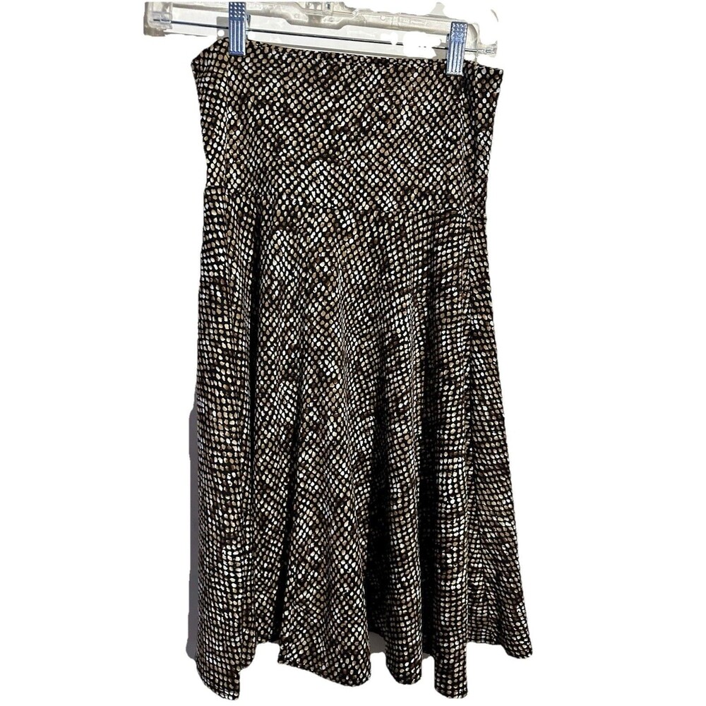 DressBarn Brown and White Geometric Print A-Line Skirt, size S